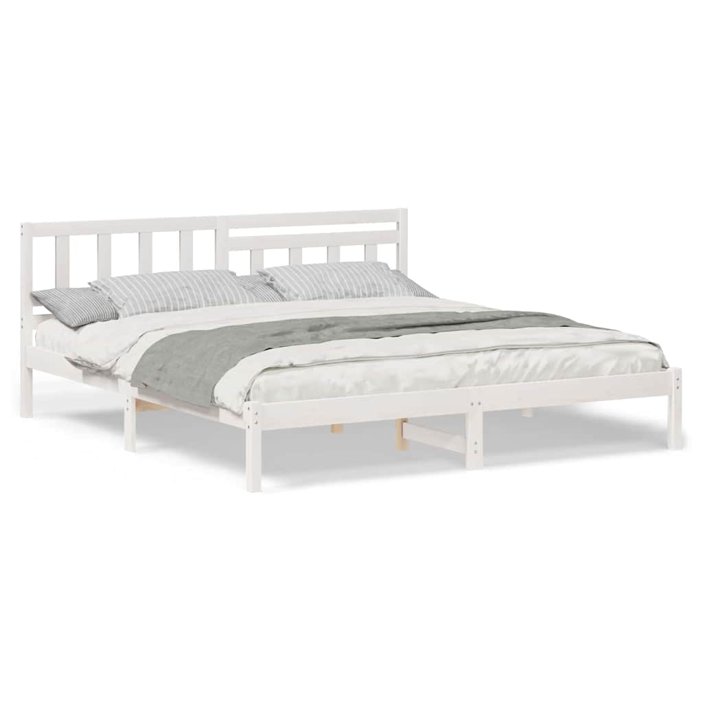 Bedframe met hoofdeinde Wit 180 x 200 cm Massief grenenhout