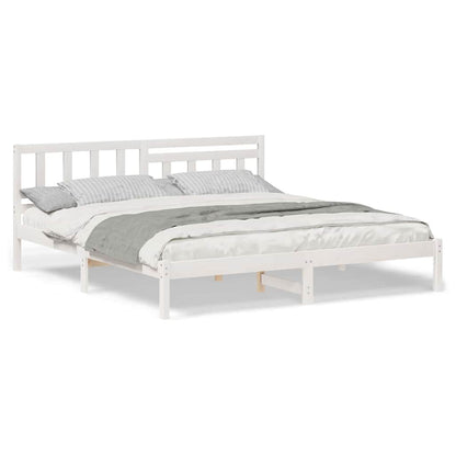 Bedframe met hoofdeinde Wit 180 x 200 cm Massief grenenhout