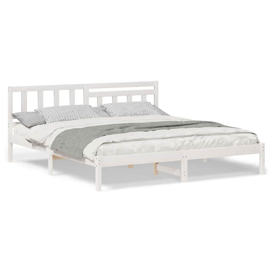 Bedframe met hoofdeinde Wit 180 x 200 cm Massief grenenhout