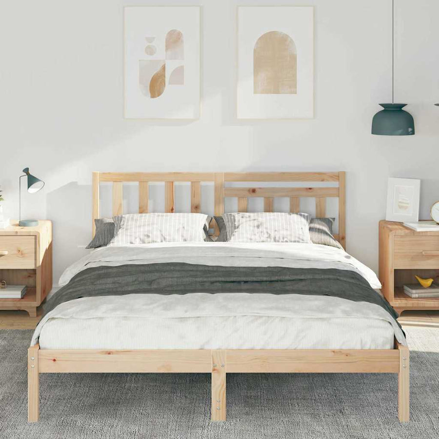 Bedframe met hoofdeinde Bruin 160 x 200 cm Massief grenenhout
