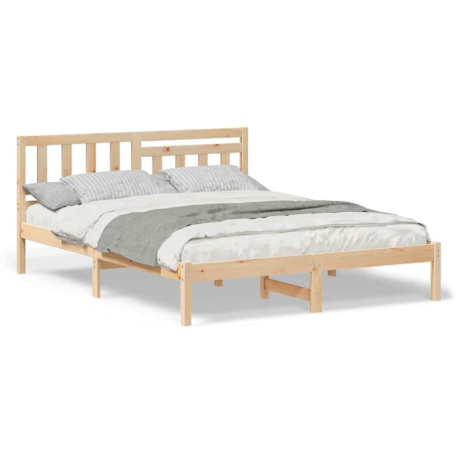 Bedframe met hoofdeinde Bruin 160 x 200 cm Massief grenenhout