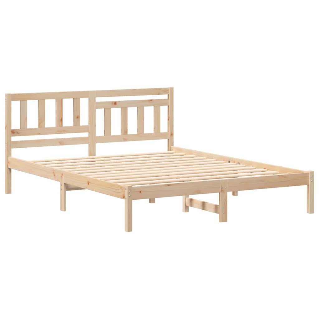 Bedframe met hoofdeinde Bruin 150 x 200 cm Massief grenenhout