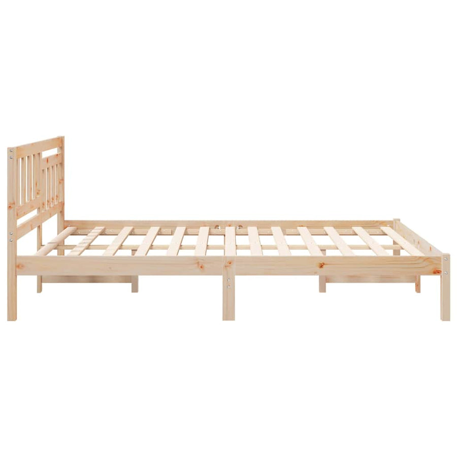 Bedframe met hoofdeinde Bruin 150 x 200 cm Massief grenenhout