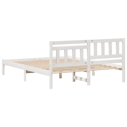 Bedframe met hoofdeinde Wit 150 x 200 cm Massief grenenhout