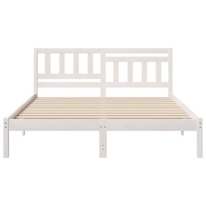 Bedframe met hoofdeinde Wit 150 x 200 cm Massief grenenhout