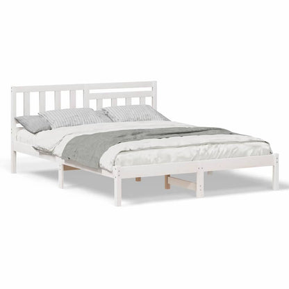Bedframe met hoofdeinde Wit 150 x 200 cm Massief grenenhout