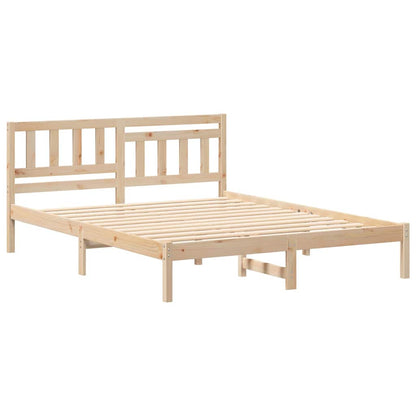 Bedframe met hoofdeinde Bruin 140 x 200 cm Massief grenenhout