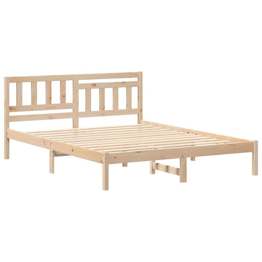 Bedframe met hoofdeinde Bruin 140 x 200 cm Massief grenenhout