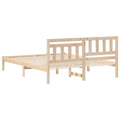 Bedframe met hoofdeinde Bruin 140 x 200 cm Massief grenenhout