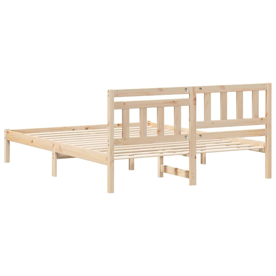 Bedframe met hoofdeinde Bruin 140 x 200 cm Massief grenenhout