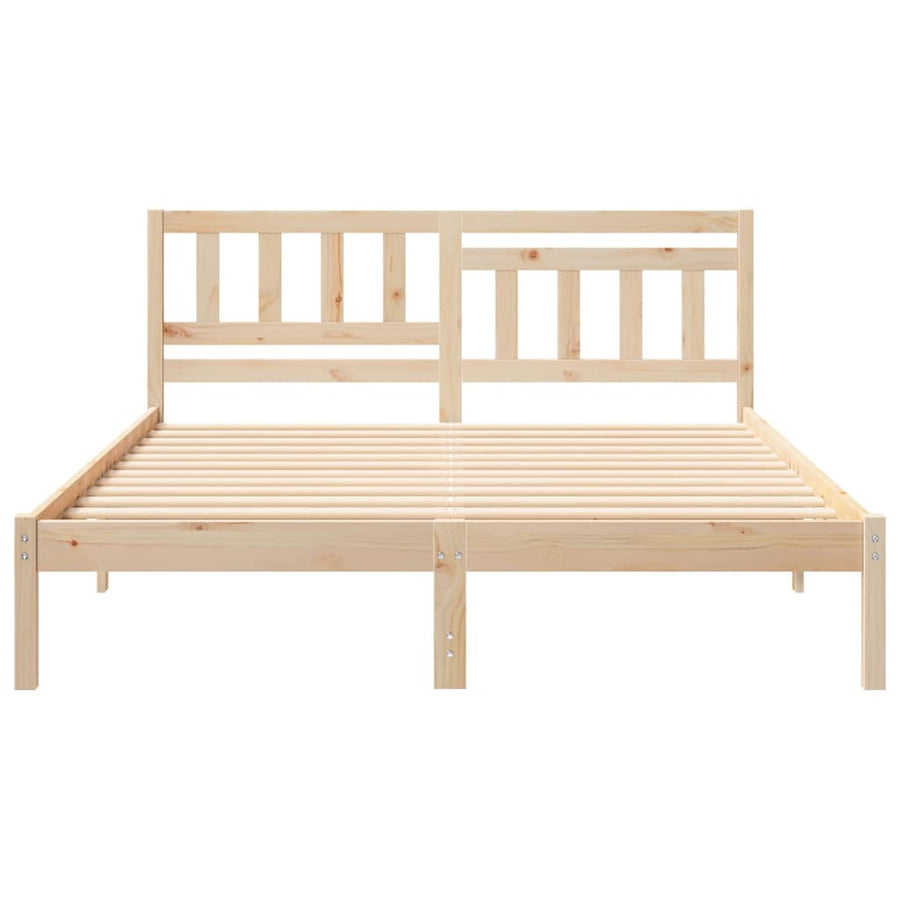 Bedframe met hoofdeinde Bruin 140 x 200 cm Massief grenenhout