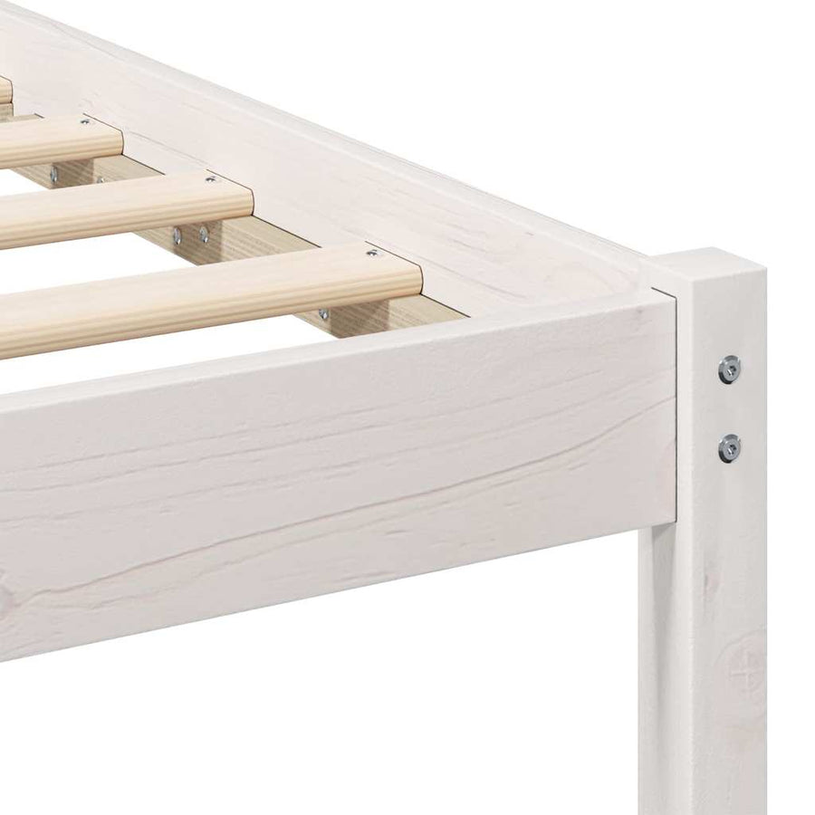 Bedframe met hoofdeinde Wit 140 x 200 cm Massief grenenhout