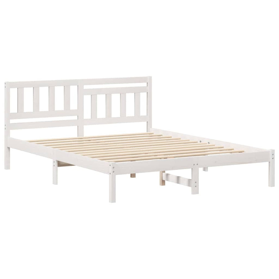 Bedframe met hoofdeinde Wit 140 x 200 cm Massief grenenhout