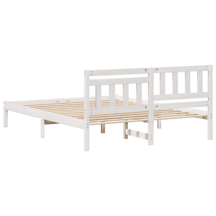Bedframe met hoofdeinde Wit 140 x 200 cm Massief grenenhout