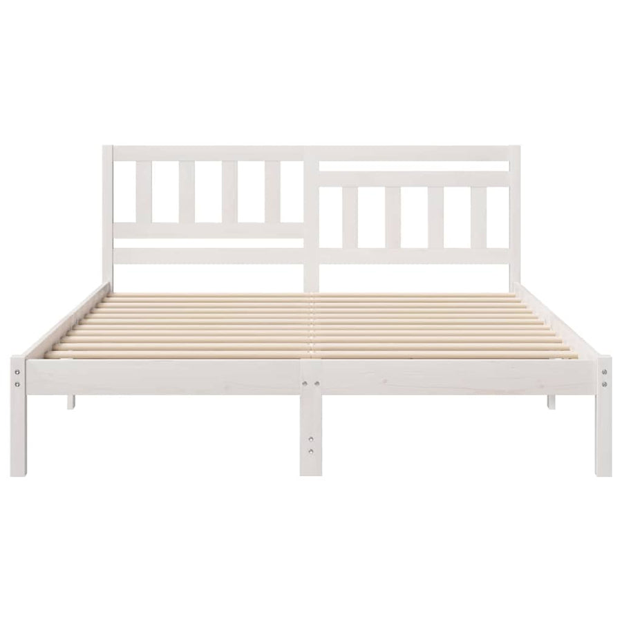 Bedframe met hoofdeinde Wit 140 x 200 cm Massief grenenhout