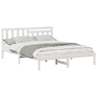 Bedframe met hoofdeinde Wit 140 x 200 cm Massief grenenhout