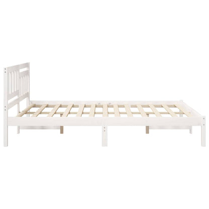 Bedframe met hoofdeinde Wit 140 x 200 cm Massief grenenhout