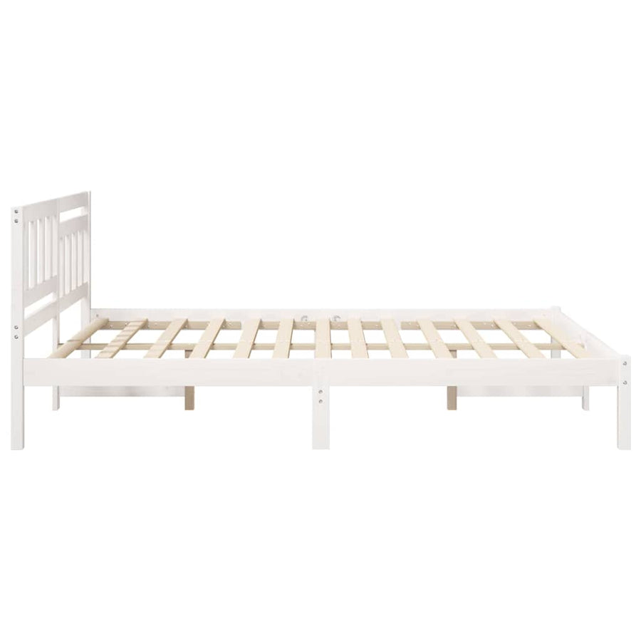 Bedframe met hoofdeinde Wit 140 x 200 cm Massief grenenhout
