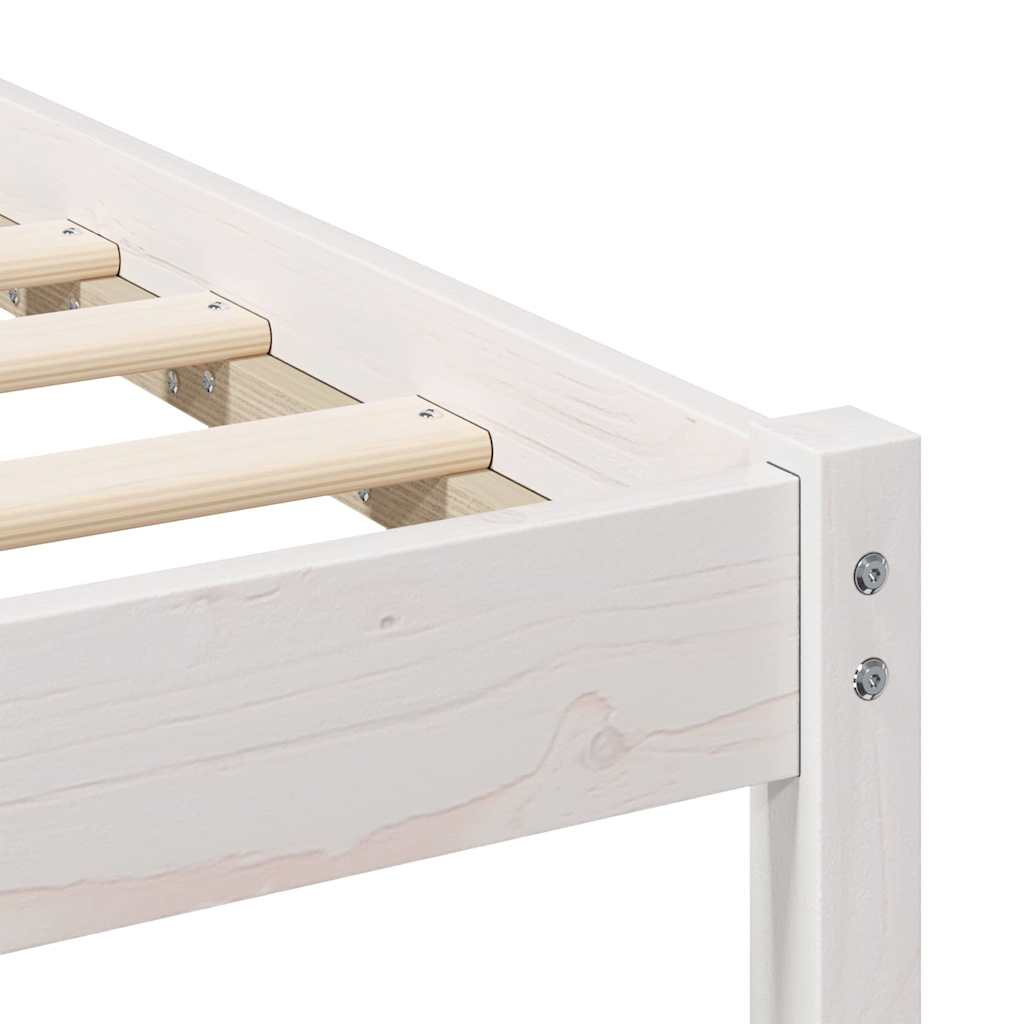 Bedframe met hoofdeinde Wit 120 x 200 cm Massief grenenhout