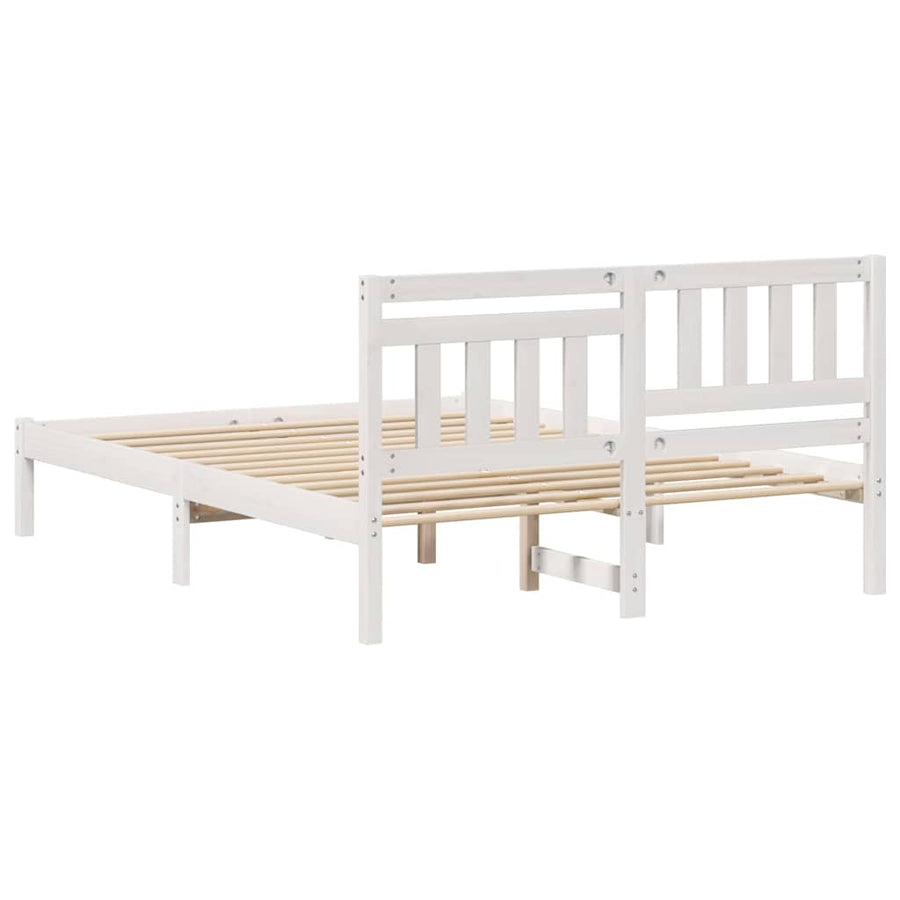 Bedframe met hoofdeinde Wit 120 x 200 cm Massief grenenhout