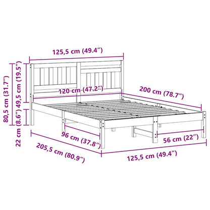 Bedframe Wasbruin 120 x 200 cm Massief grenenhout