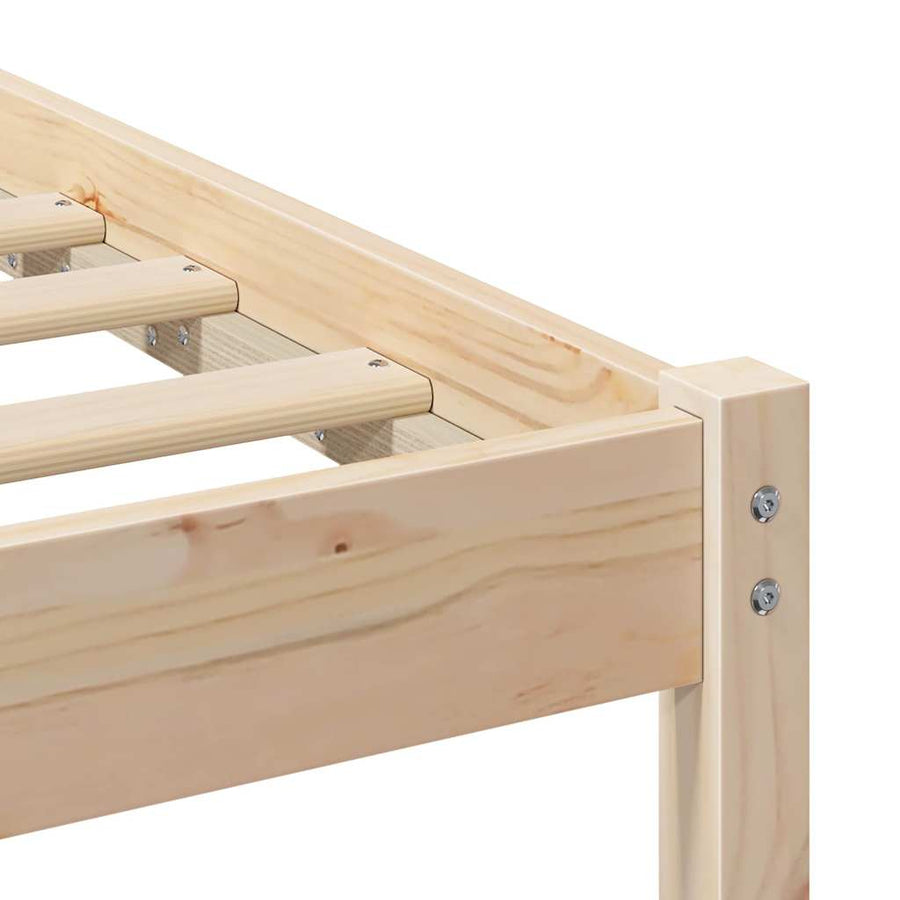 Bedframe met hoofdeinde Bruin 140 x 190 cm Massief grenenhout