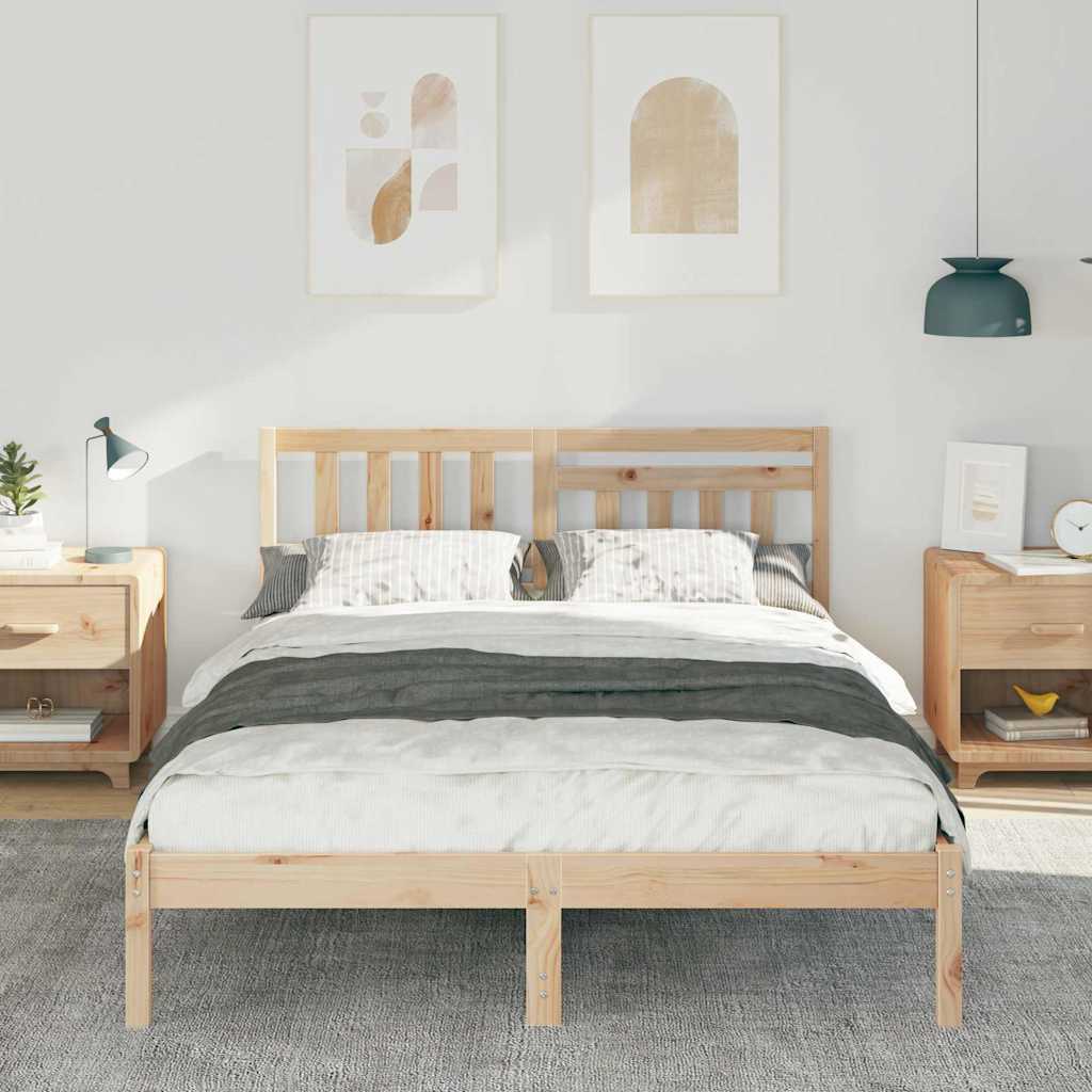Bedframe met hoofdeinde Bruin 140 x 190 cm Massief grenenhout