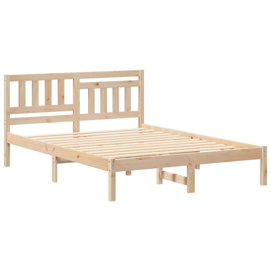 Bedframe met hoofdeinde Bruin 140 x 190 cm Massief grenenhout