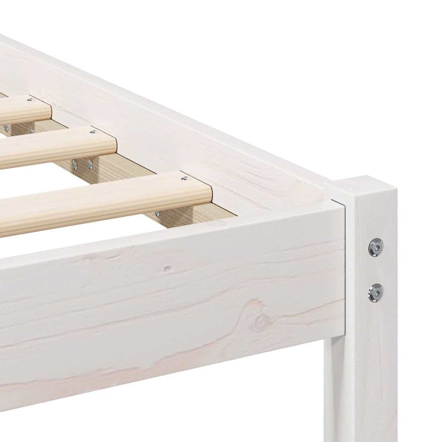 Bedframe met hoofdeinde Wit 140 x 190 cm Massief grenenhout