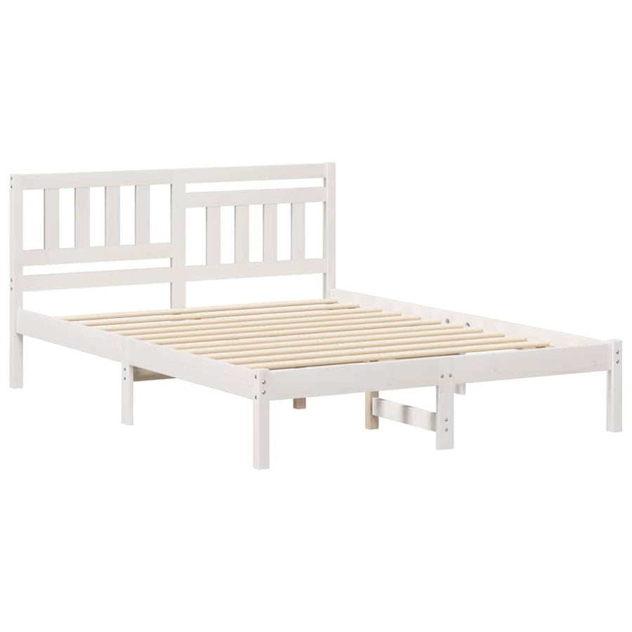 Bedframe met hoofdeinde Wit 140 x 190 cm Massief grenenhout