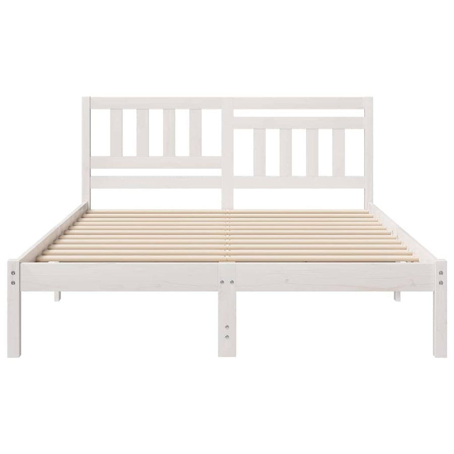 Bedframe met hoofdeinde Wit 140 x 190 cm Massief grenenhout