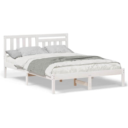 Bedframe met hoofdeinde Wit 140 x 190 cm Massief grenenhout