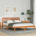 Bedframe massief grenenhout 140x190 cm wasbruin