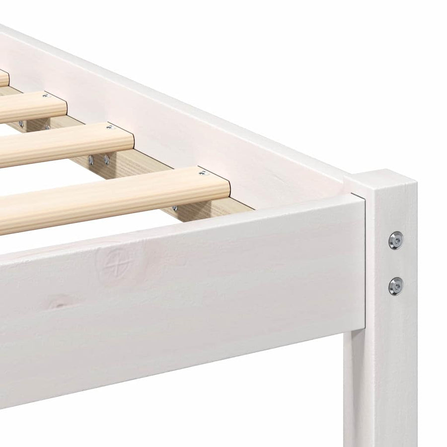Bedframe met hoofdeinde Wit 135 x 190 cm Massief grenenhout