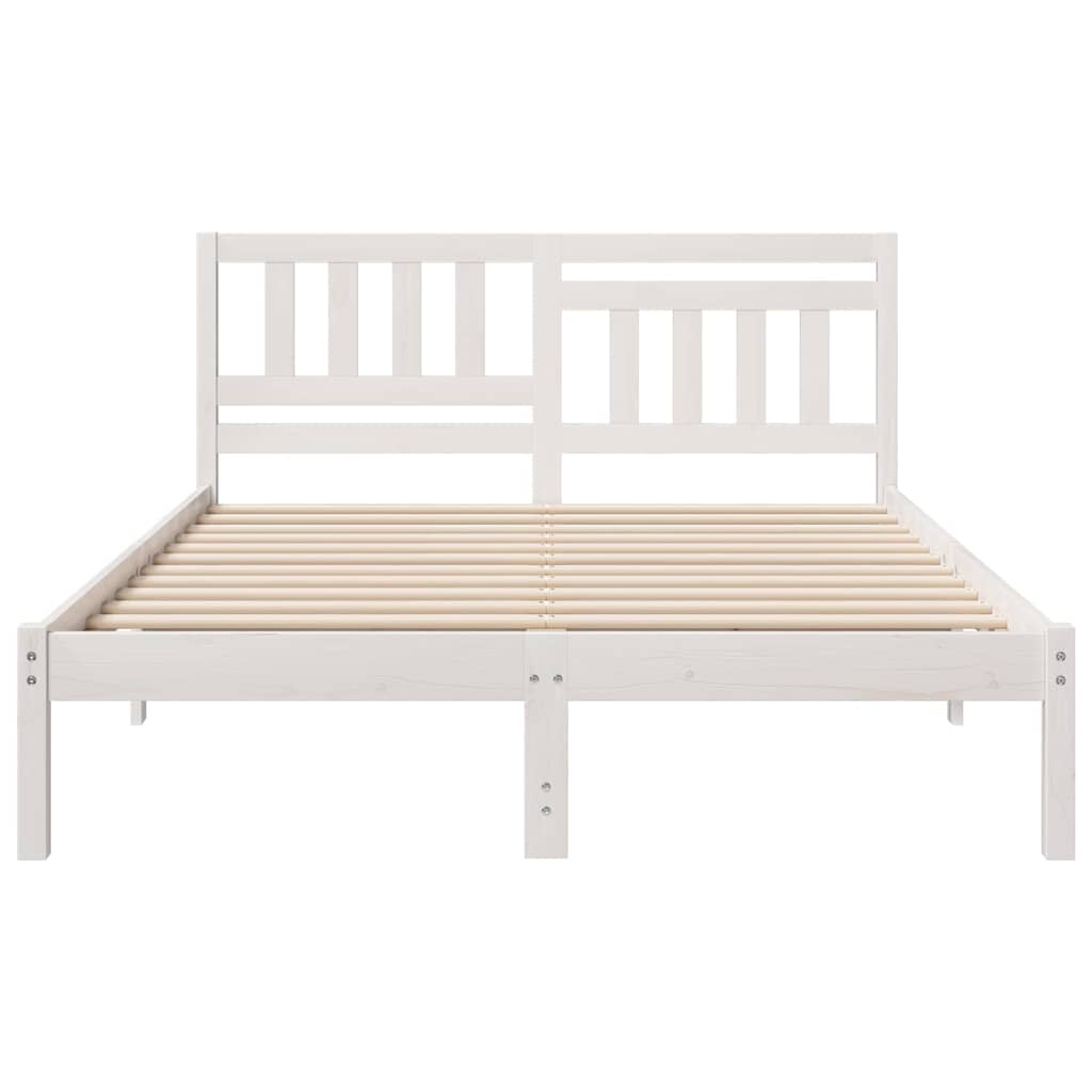 Bedframe met hoofdeinde Wit 135 x 190 cm Massief grenenhout