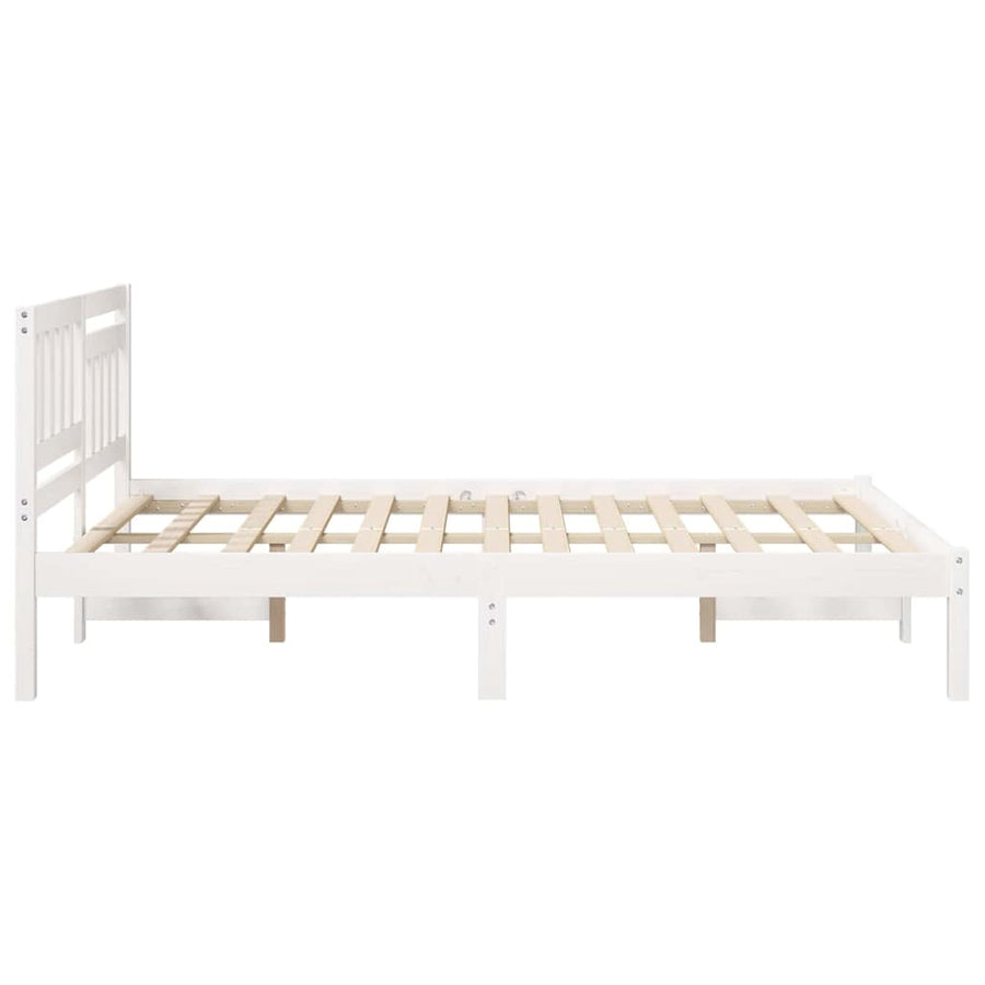 Bedframe met hoofdeinde Wit 135 x 190 cm Massief grenenhout