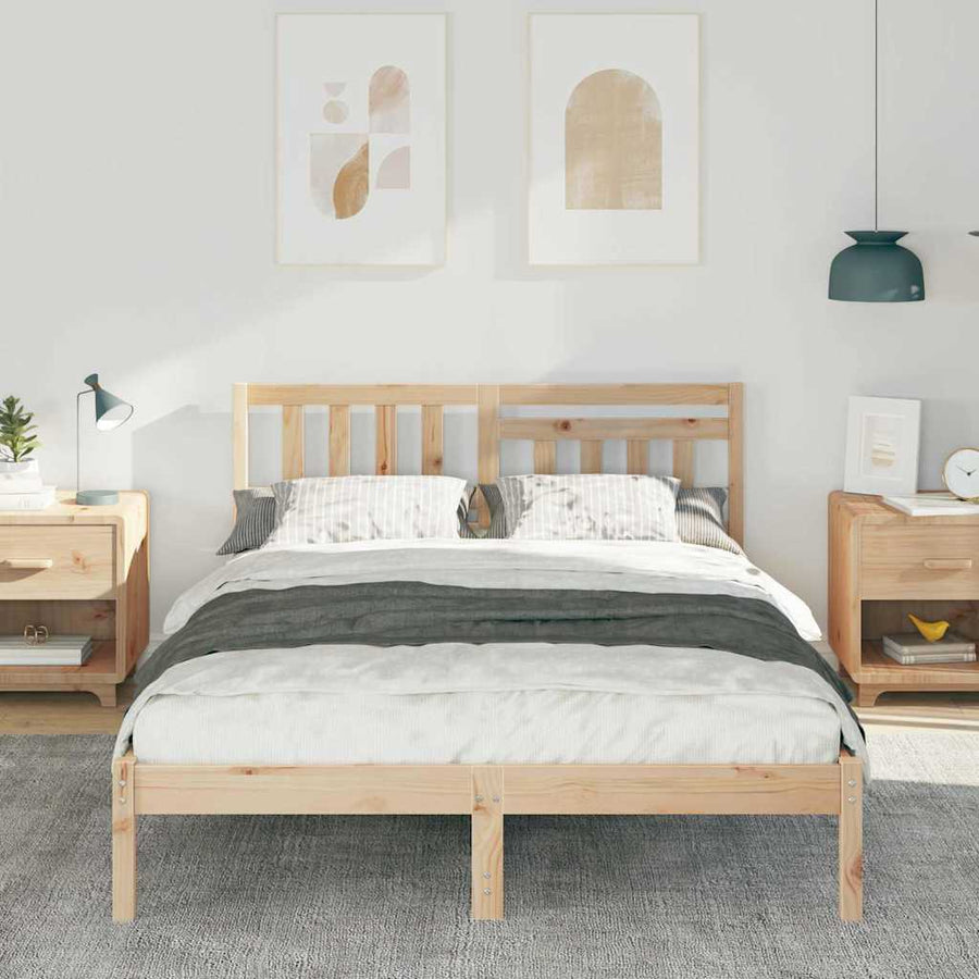 Bedframe met hoofdeinde Bruin 120 x 190 cm Massief grenenhout