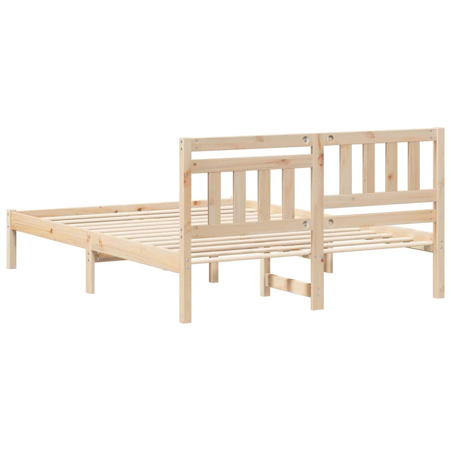 Bedframe met hoofdeinde Bruin 120 x 190 cm Massief grenenhout