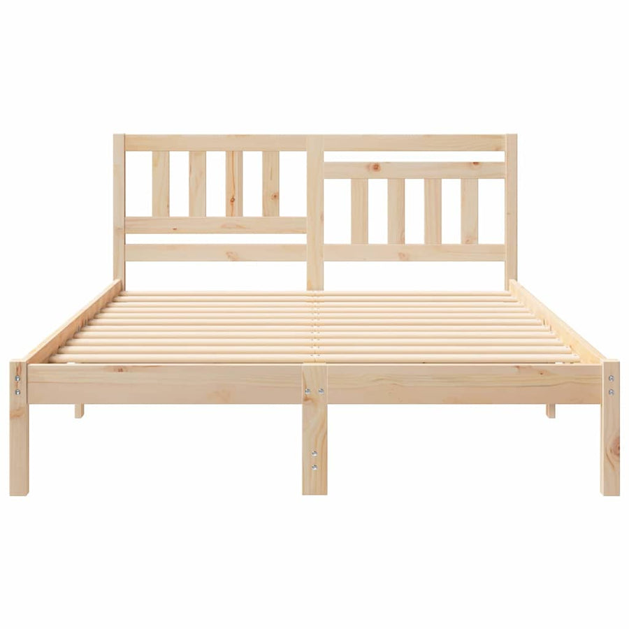Bedframe met hoofdeinde Bruin 120 x 190 cm Massief grenenhout