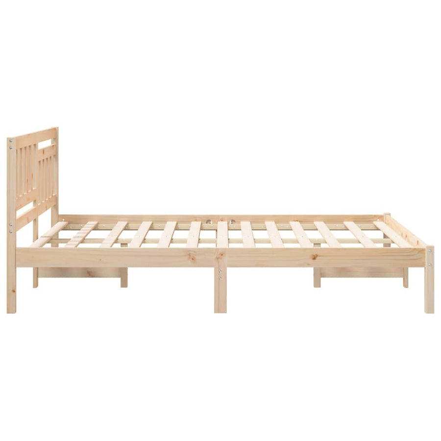 Bedframe met hoofdeinde Bruin 120 x 190 cm Massief grenenhout