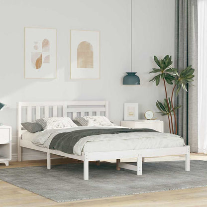 Bedframe met hoofdeinde Wit 120 x 190 cm Massief grenenhout