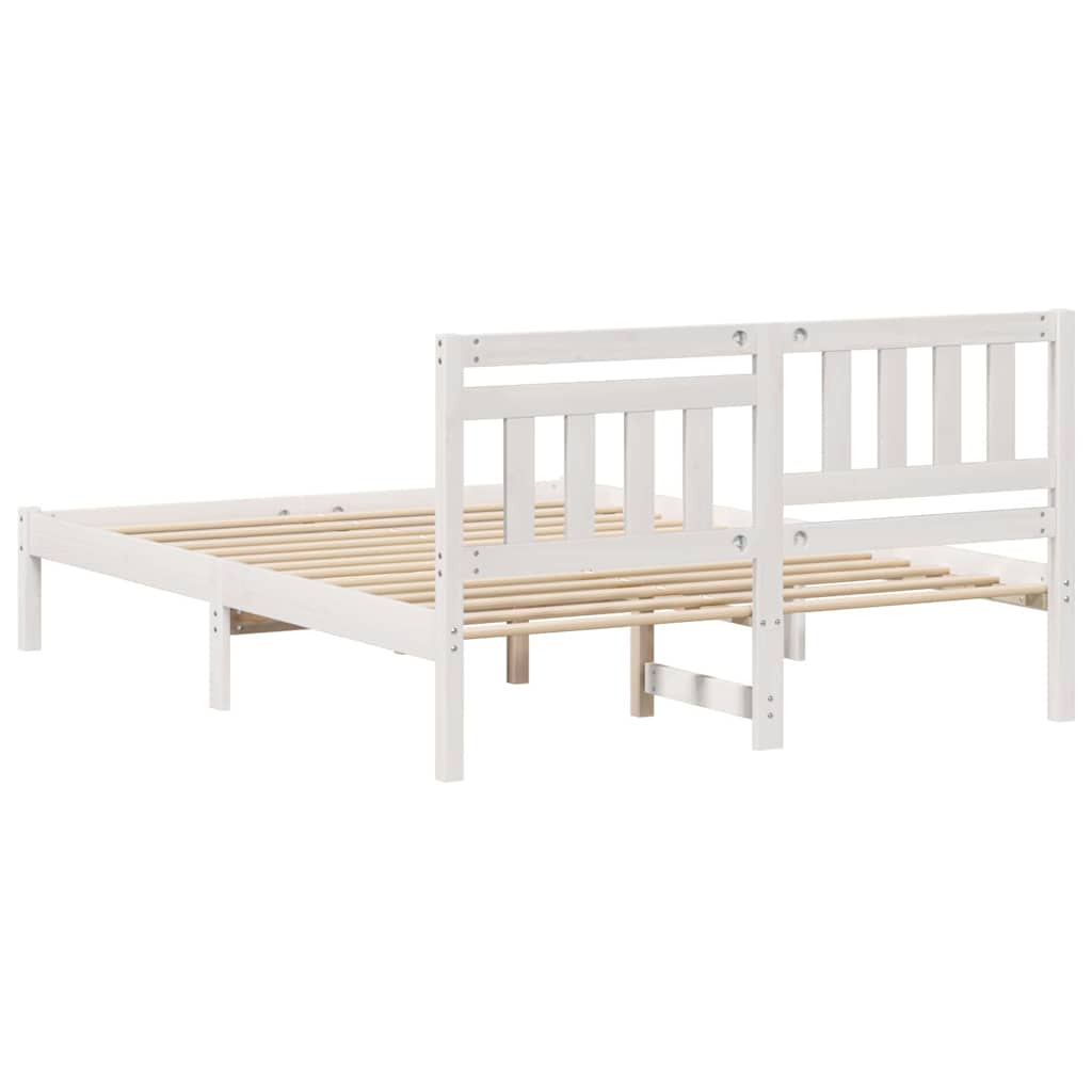 Bedframe met hoofdeinde Wit 120 x 190 cm Massief grenenhout