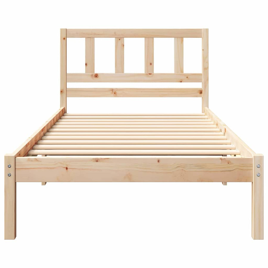Bedframe met hoofdeinde Bruin 80 x 200 cm Massief grenenhout