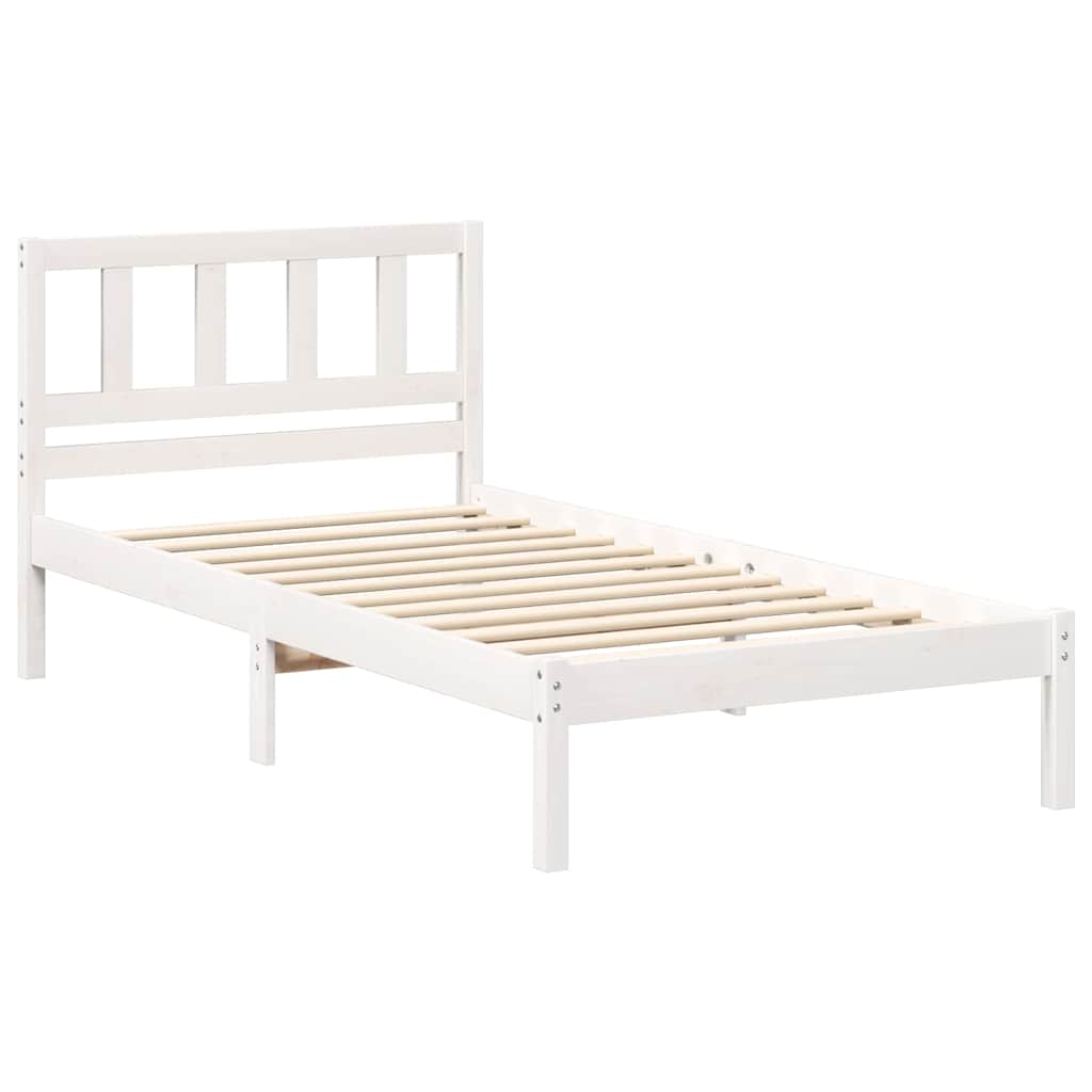 Bedframe met hoofdeinde Wit 80 x 200 cm Massief grenenhout