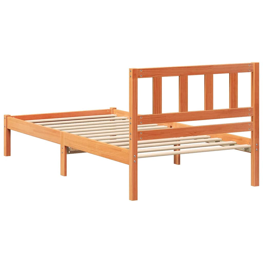 Bedframe met hoofdeinde Wasbruin 80 x 200 cm Massief grenenhout