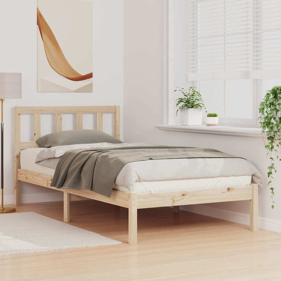 Bedframe met hoofdeinde Bruin 90 x 200 cm Massief grenenhout
