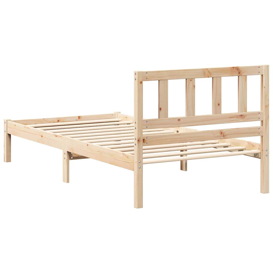 Bedframe met hoofdeinde Bruin 90 x 200 cm Massief grenenhout