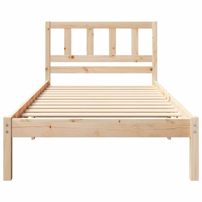 Bedframe met hoofdeinde Bruin 90 x 200 cm Massief grenenhout
