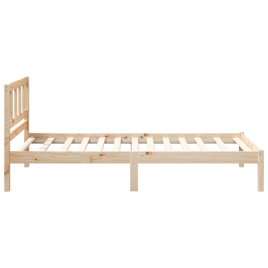Bedframe met hoofdeinde Bruin 90 x 200 cm Massief grenenhout