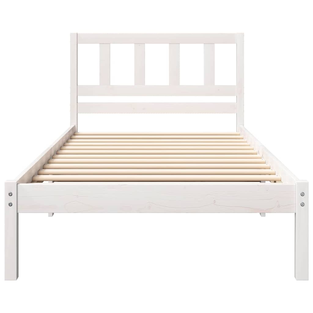 Bedframe met hoofdeinde Wit 90 x 200 cm Massief grenenhout